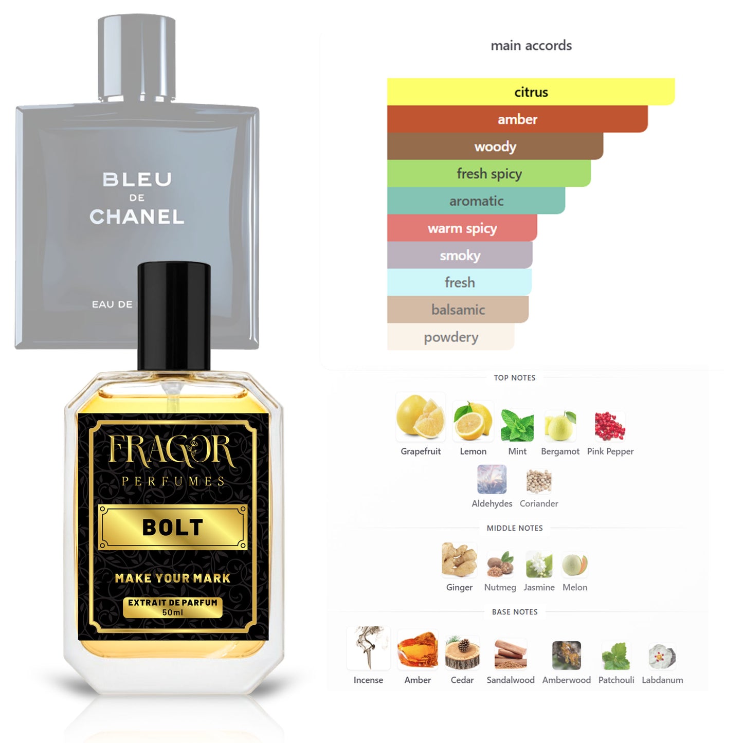 Bolt by Fragor Perfumes Luxury Impression of Bleu de Chanel High-Concentration Extrait de Parfum (50ml)