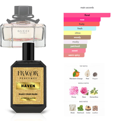 Haven by Fragor Perfumes A Premium Floral Impression of Gucci Flora – High-Concentration Extrait de Parfume (50ml)